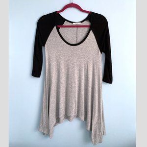 Grey and Black Flowy Baseball Tee Shirt